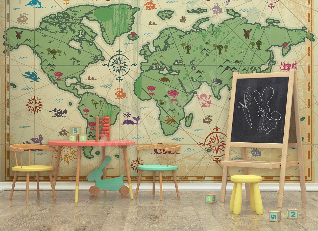 Fototapeta - mapa świata dla dzieci