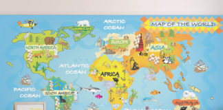Najciekawsze fototapety do pokoju dziecięcego Fototapeta - mapa świata