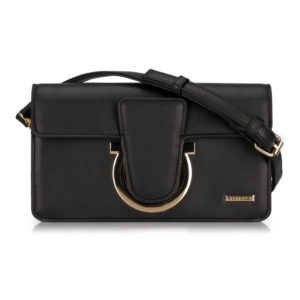 torebka damska czarna z metalowym zapięciem