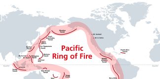 Pacyficzny Pierścień Ognia: obszar aktywnych wulkanów i trzęsień ziemi Pacific Ring of Fire