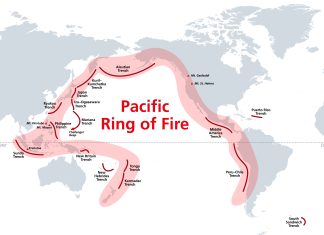 Pacyficzny Pierścień Ognia: obszar aktywnych wulkanów i trzęsień ziemi Pacific Ring of Fire